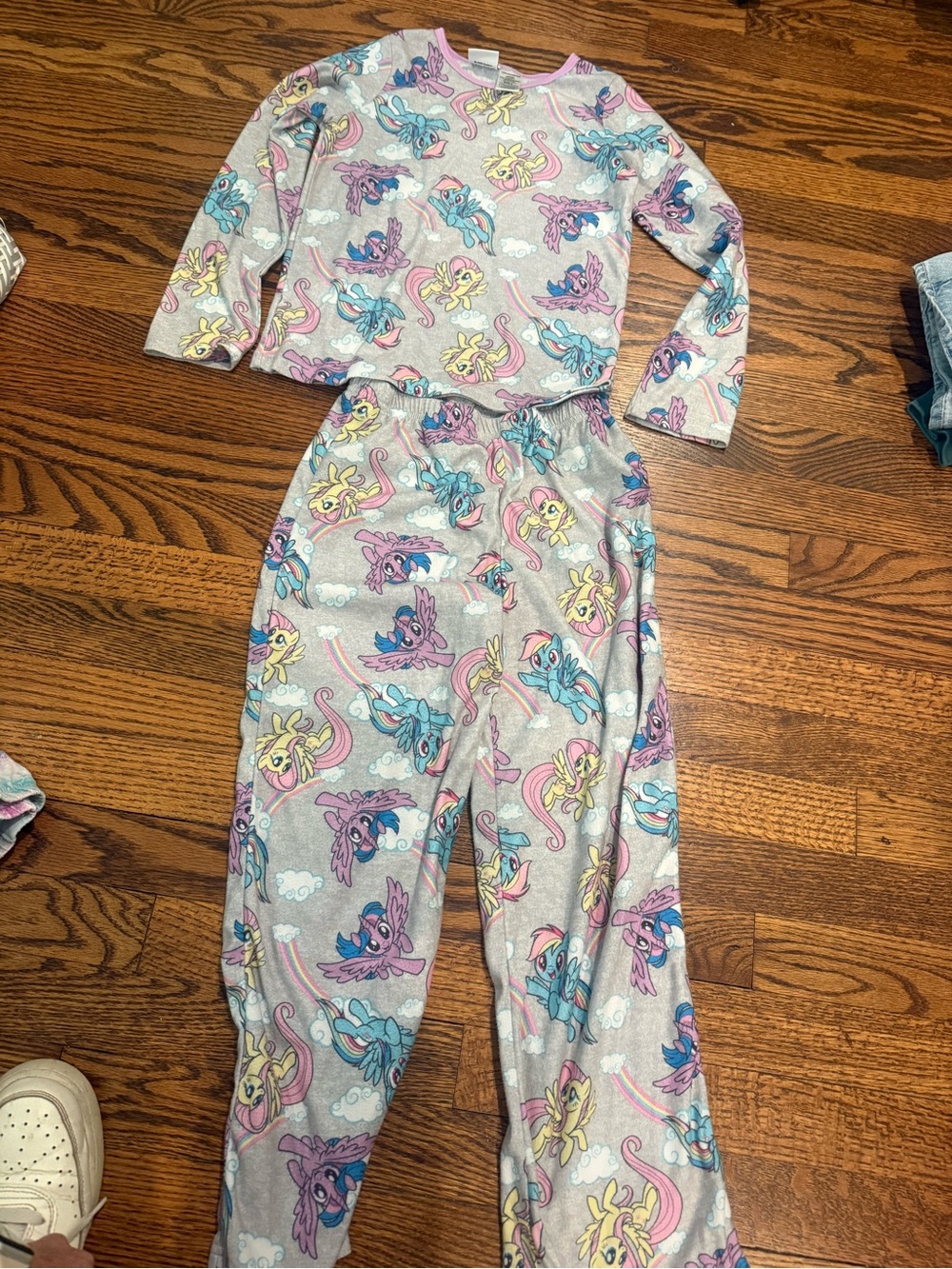 My Little Pony Girls Pajama Set - Gray with Pink, Blue & Yellow Ponies